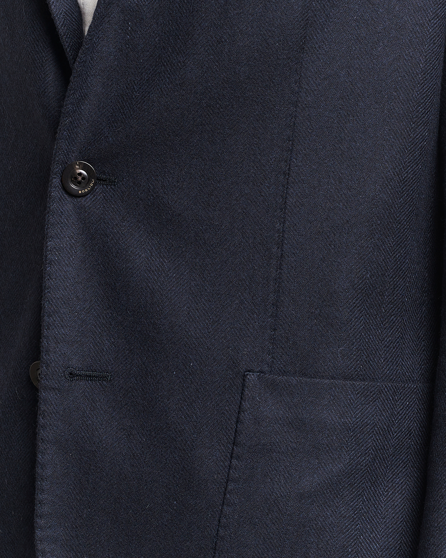 Herr | Kavajer | Boglioli | K Jacket Dyed Flannel Check Blazer Navy