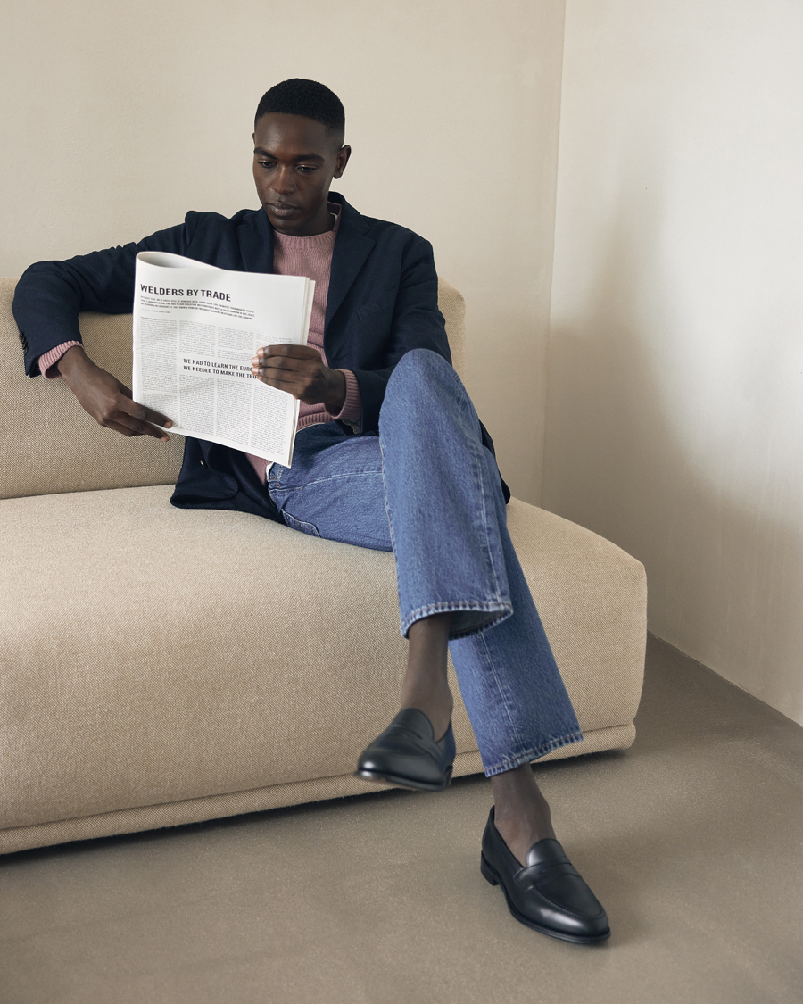 Herr | Kavajer | Boglioli | K Jacket Dyed Flannel Check Blazer Navy