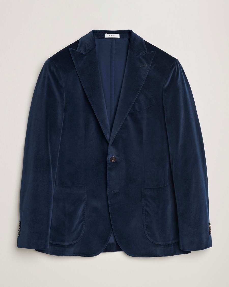 Herr | Kavajer | Boglioli | K Jacket Peak Lapel Velvet Blazer Navy