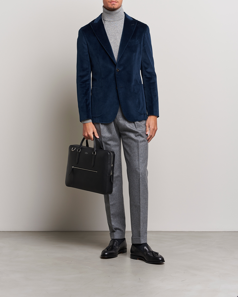 Herr | Kavajer | Boglioli | K Jacket Peak Lapel Velvet Blazer Navy