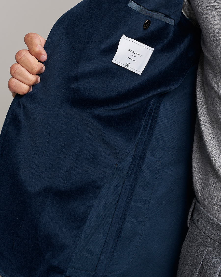 Herr | Kavajer | Boglioli | K Jacket Peak Lapel Velvet Blazer Navy
