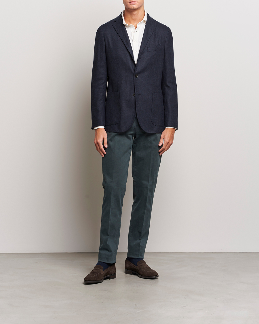 Herr | Byxor | Boglioli | Cotton Twill Trousers Navy