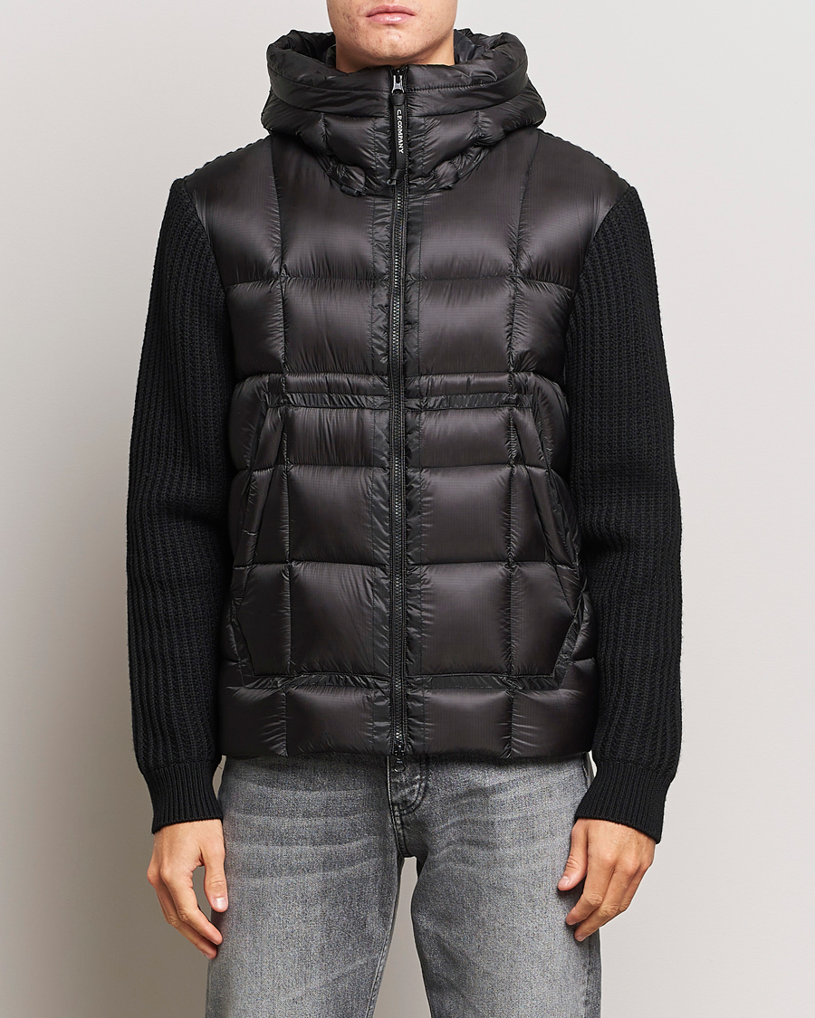Herr | Jackor | C.P. Company | Merino Wool Padded Hybrid Hood Jacket Black