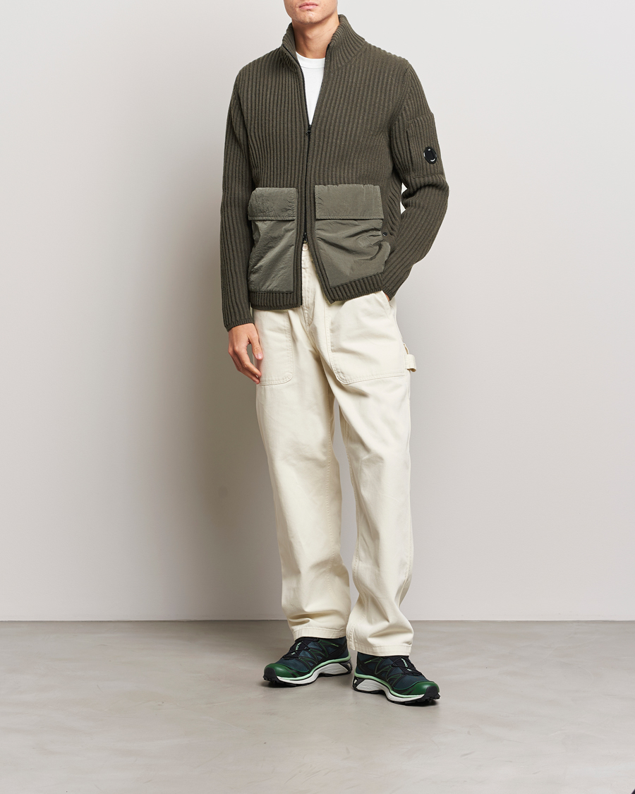 Herr | Tröjor | C.P. Company | Heavy Knitted Lambswool Full Zip Olive