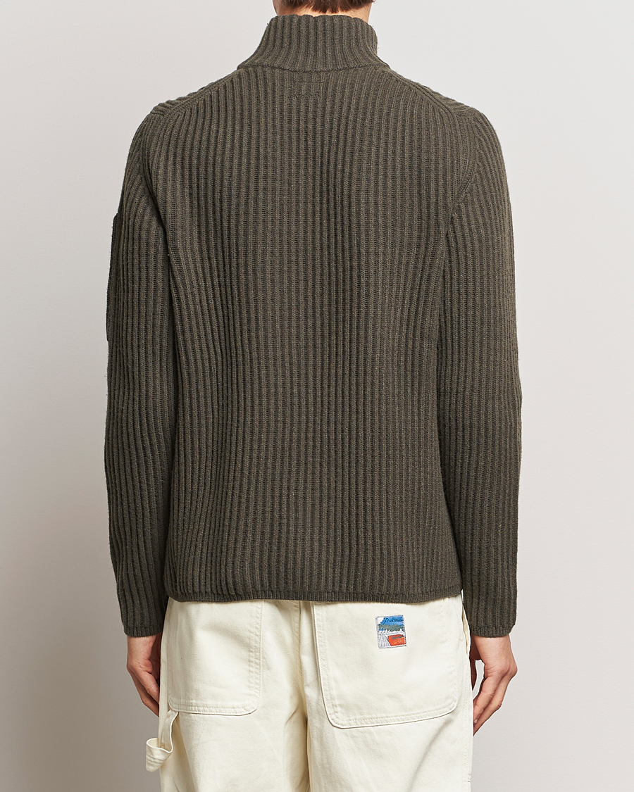 Herr | Tröjor | C.P. Company | Heavy Knitted Lambswool Full Zip Olive