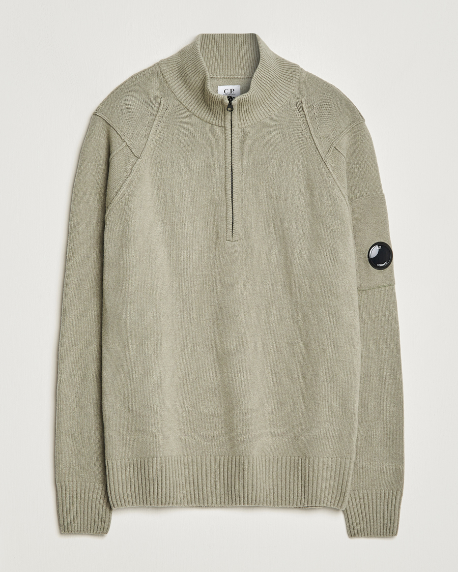 Herr | Tröjor | C.P. Company | Lambswool Lens Half Zip Silver Sage