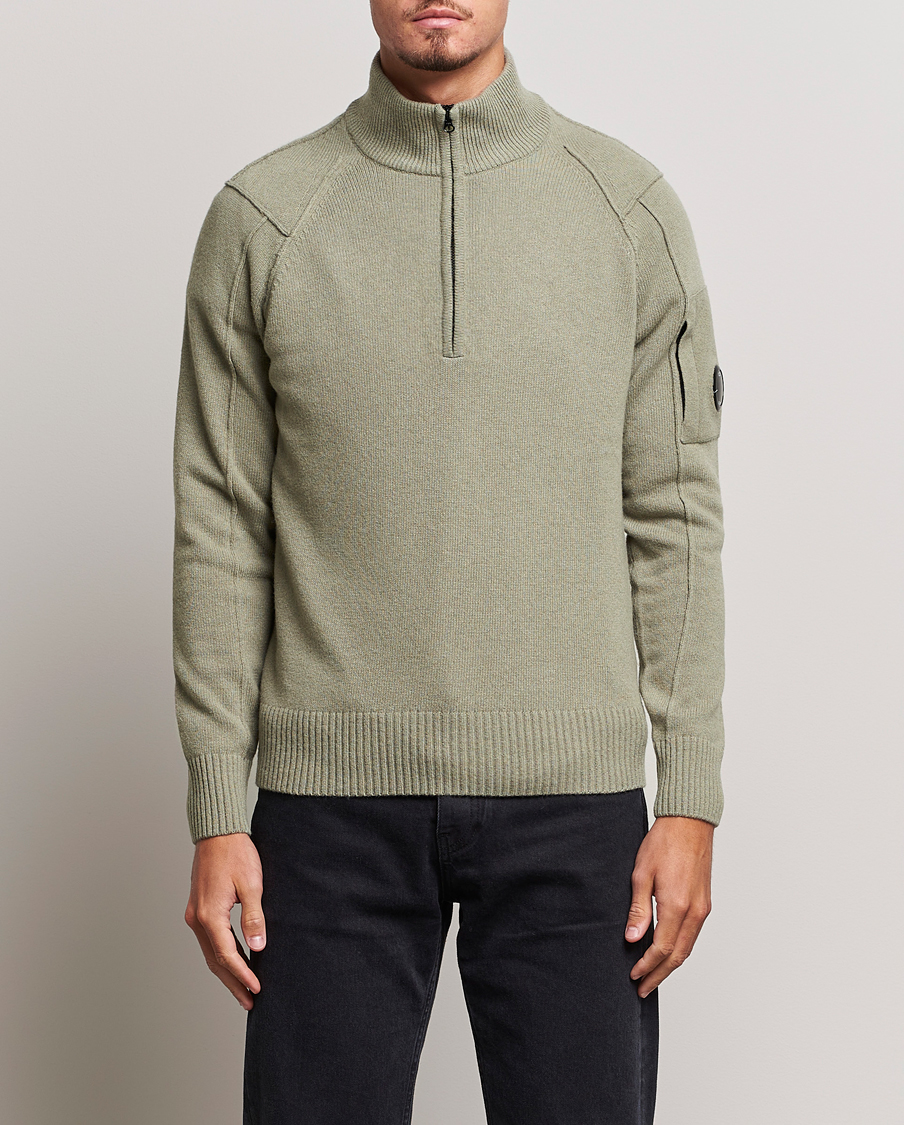 Herr | Tröjor | C.P. Company | Lambswool Lens Half Zip Silver Sage