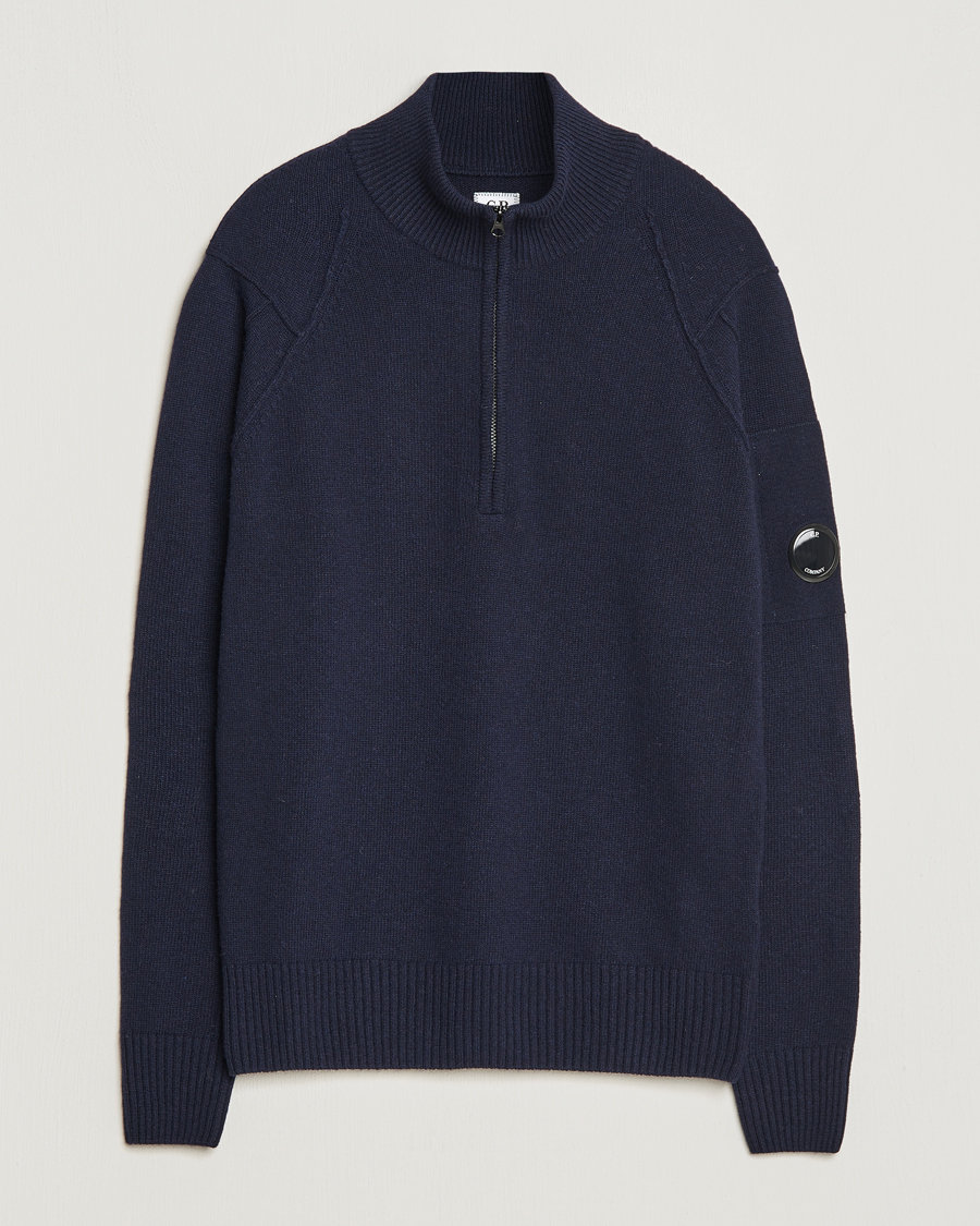 Herr | Tröjor | C.P. Company | Lambswool Lens Half Zip Total Eclipse