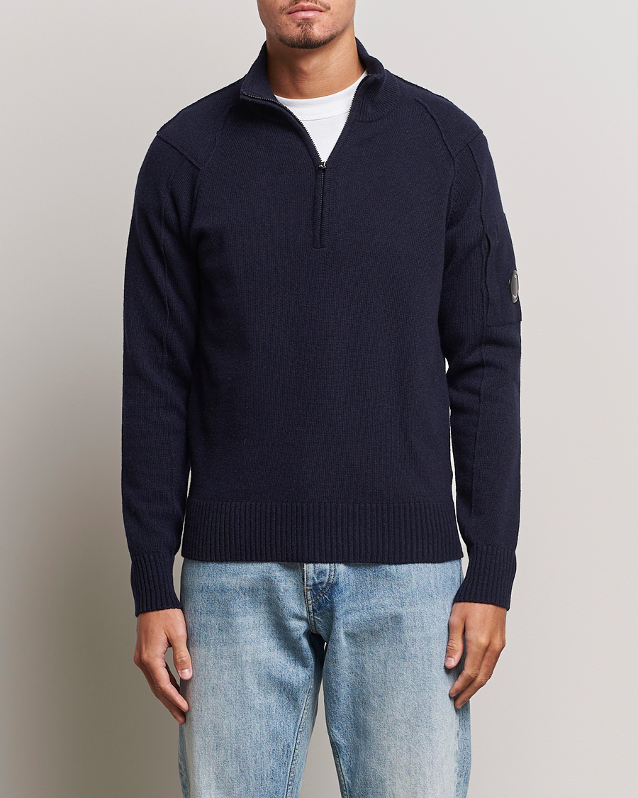 Herr | Tröjor | C.P. Company | Lambswool Lens Half Zip Total Eclipse