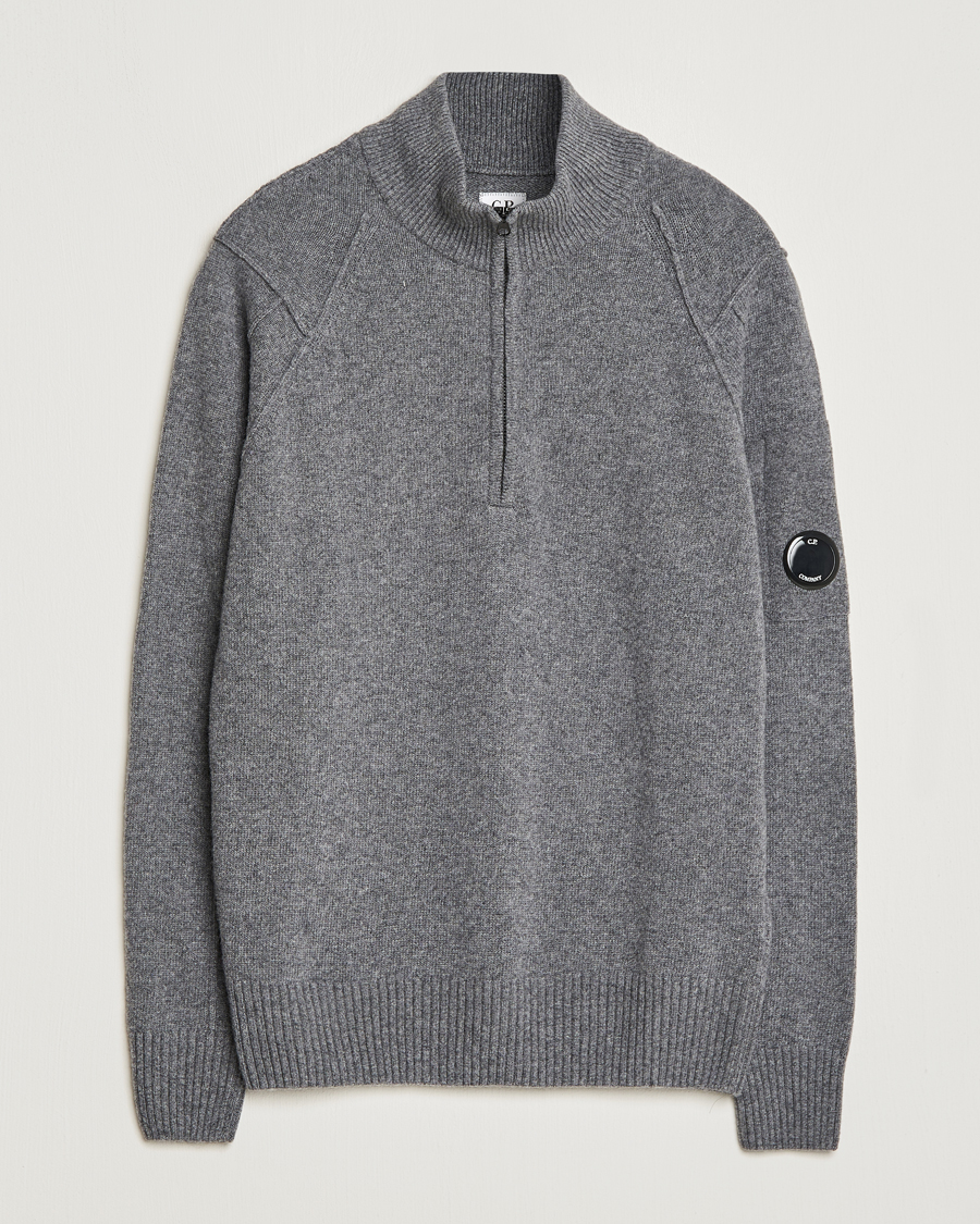 Herr | Tröjor | C.P. Company | Lambswool Lens Half Zip Grey Marl