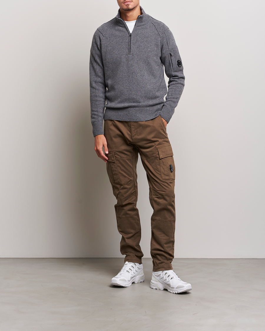 Herr | Tröjor | C.P. Company | Lambswool Lens Half Zip Grey Marl