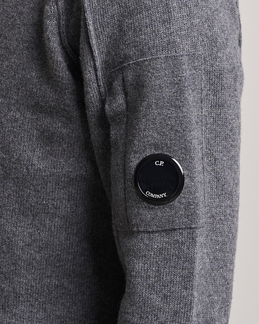 Herr | Tröjor | C.P. Company | Lambswool Lens Half Zip Grey Marl