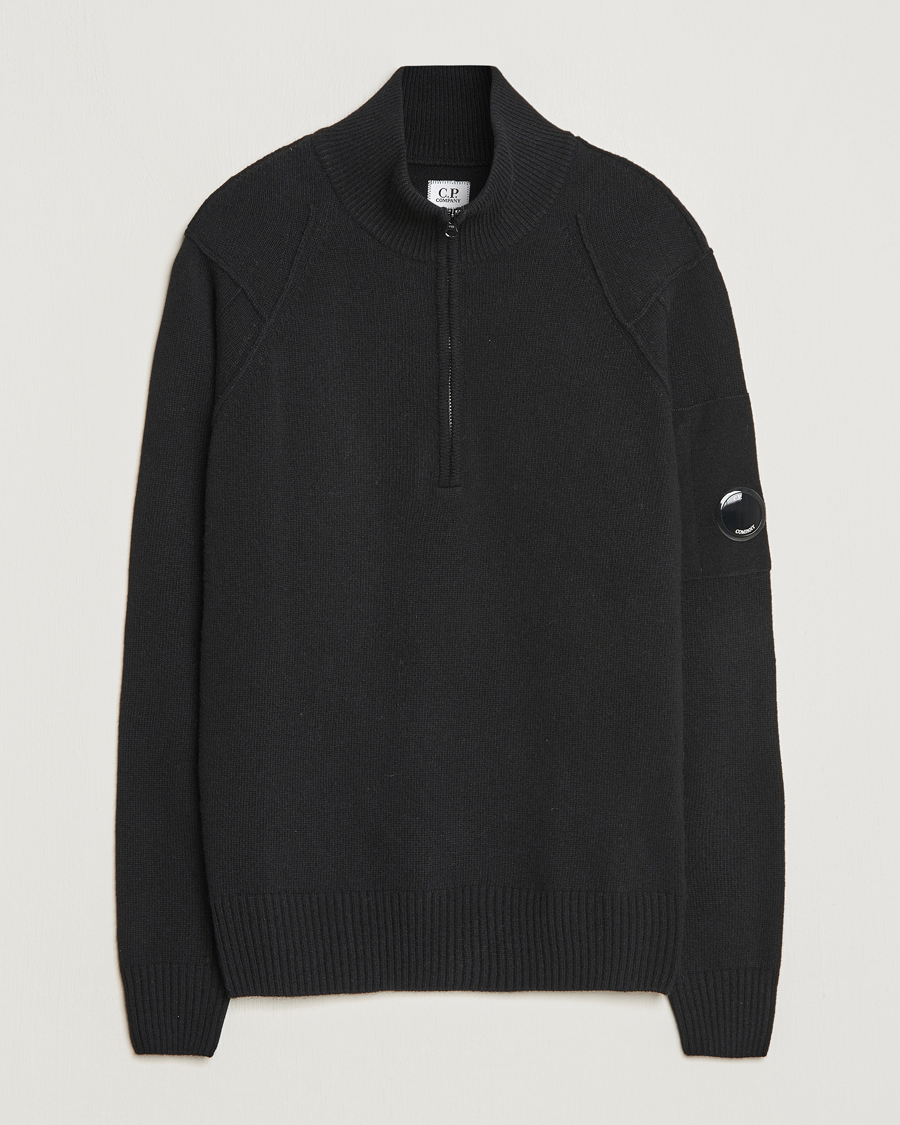 Herr | Tröjor | C.P. Company | Lambswool Lens Half Zip Black