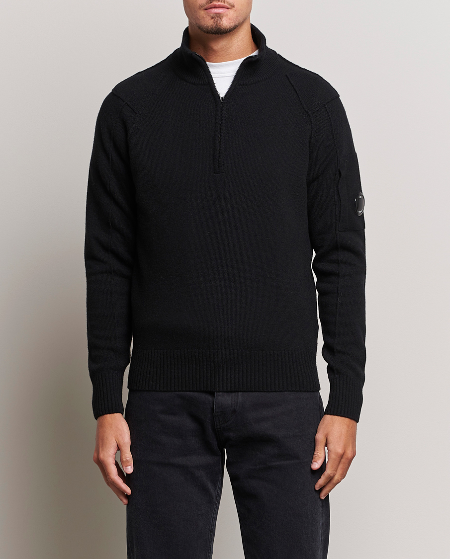 Herr | Tröjor | C.P. Company | Lambswool Lens Half Zip Black