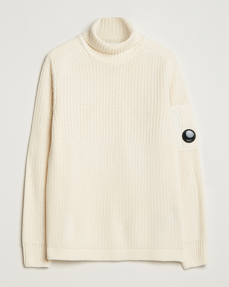 Herr | Tröjor | C.P. Company | Heavy Knitted Lambswool Rollneck White