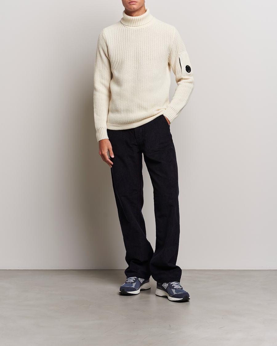 Herr | Tröjor | C.P. Company | Heavy Knitted Lambswool Rollneck White