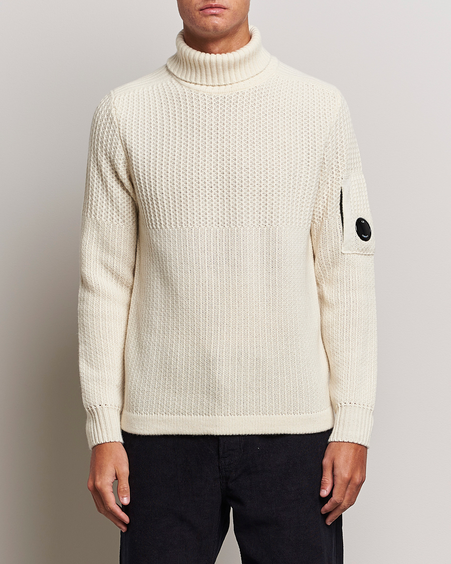 Herr | Tröjor | C.P. Company | Heavy Knitted Lambswool Rollneck White