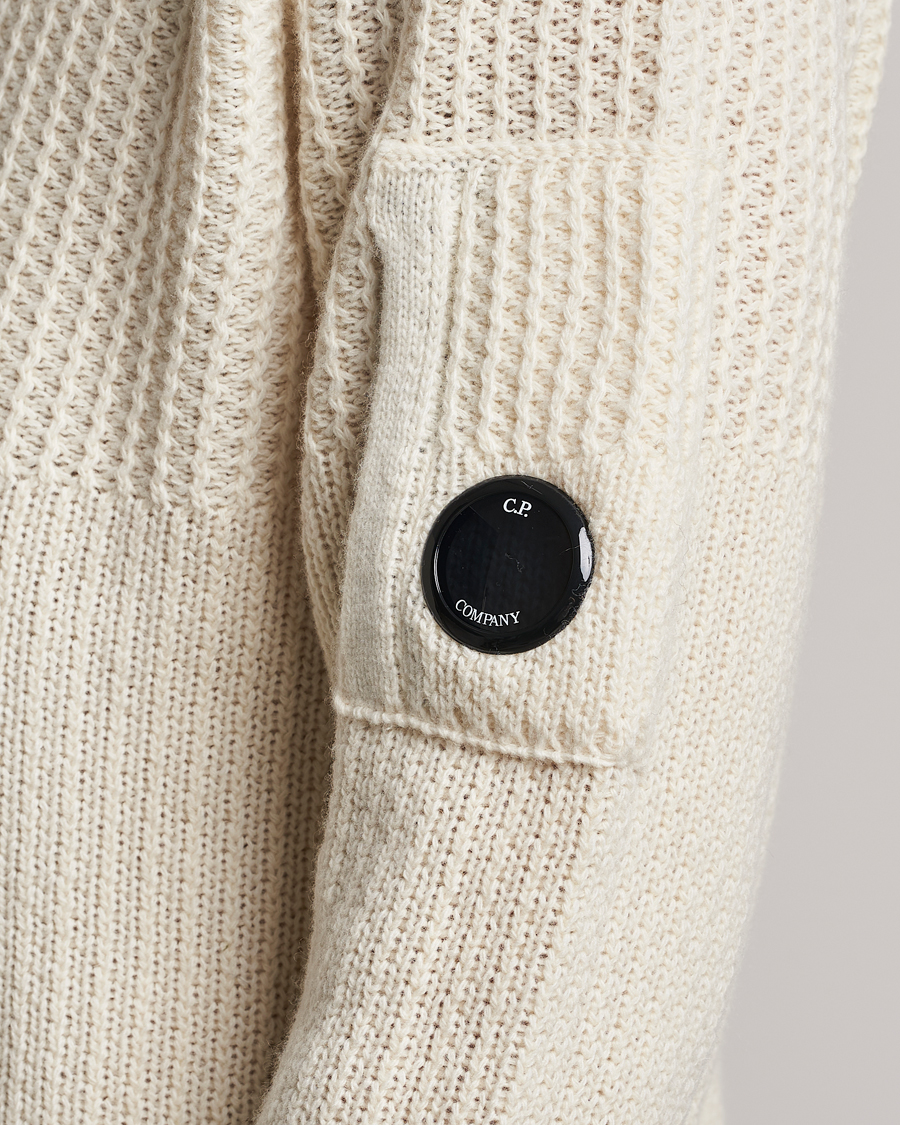 Herr | Tröjor | C.P. Company | Heavy Knitted Lambswool Rollneck White