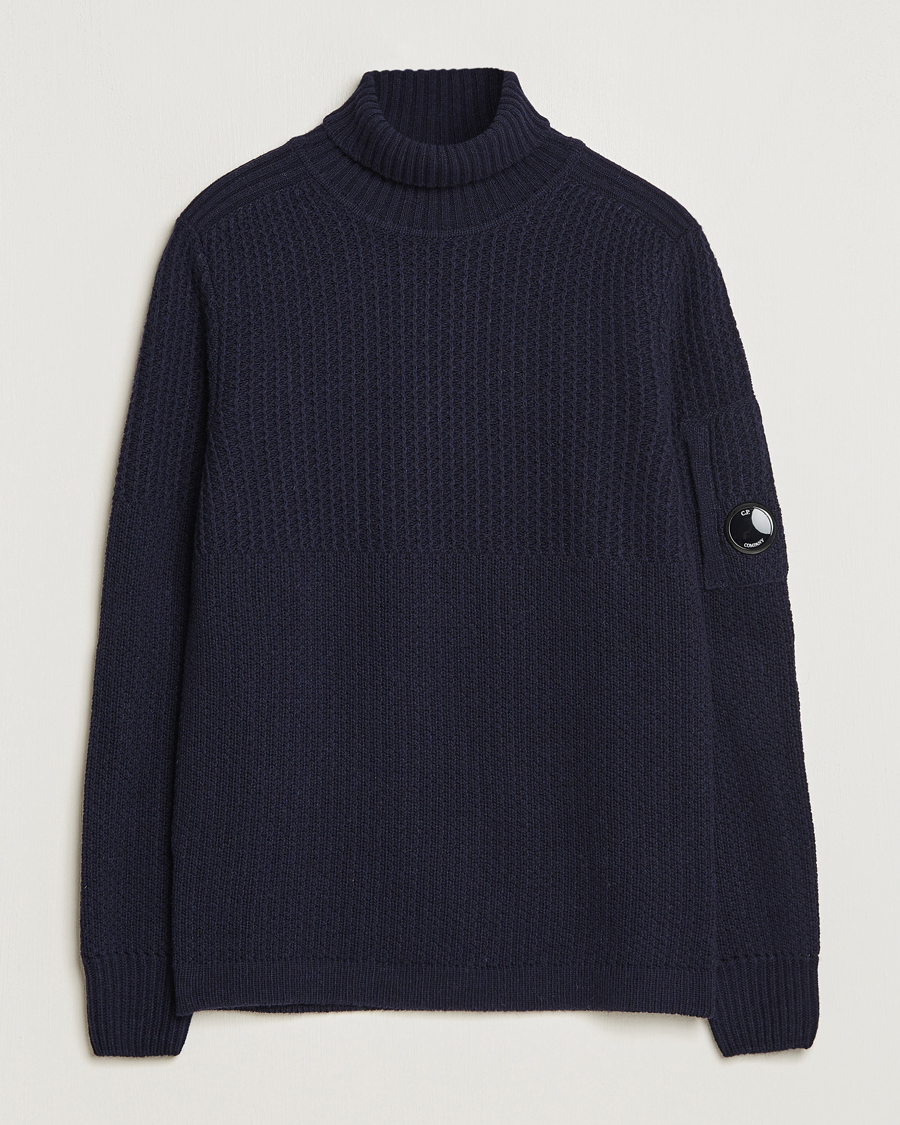 Herr | Tröjor | C.P. Company | Heavy Knitted Lambswool Rollneck Total Eclipse
