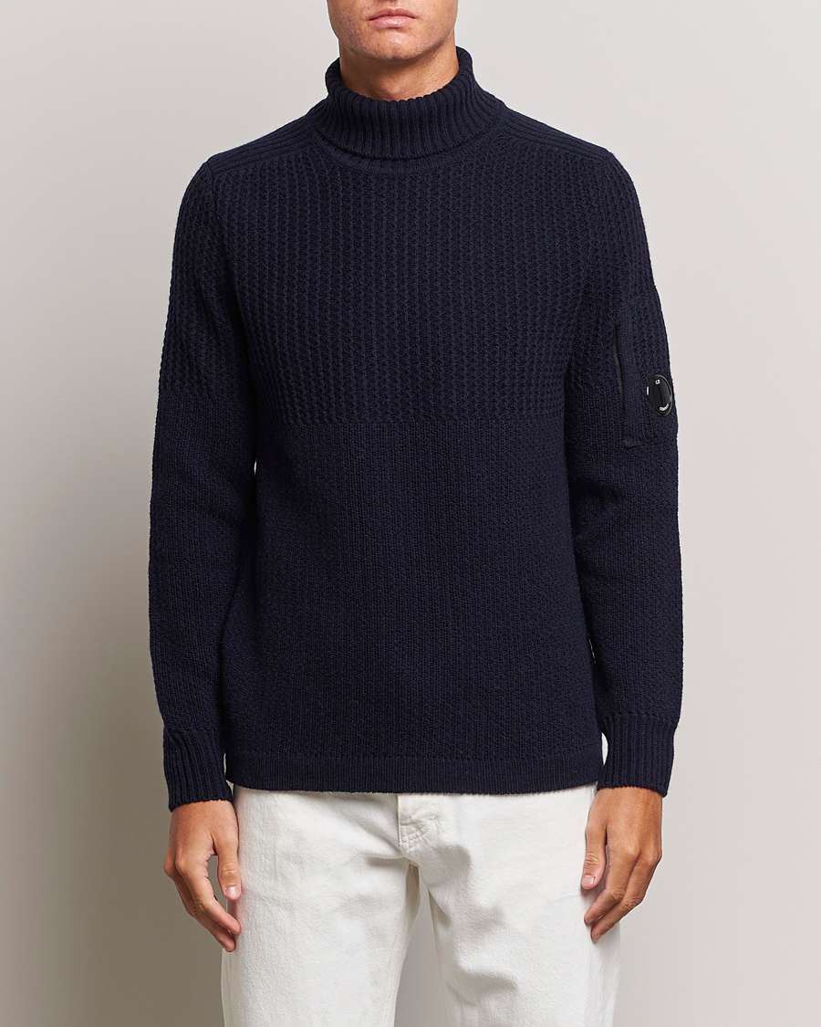 Herr | Tröjor | C.P. Company | Heavy Knitted Lambswool Rollneck Total Eclipse