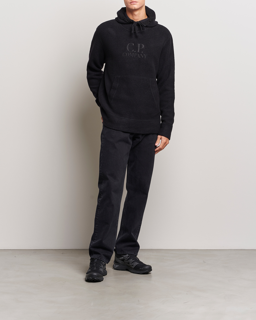 Herr | Tröjor | C.P. Company | Wool Polar Fleece Logo Hood Black