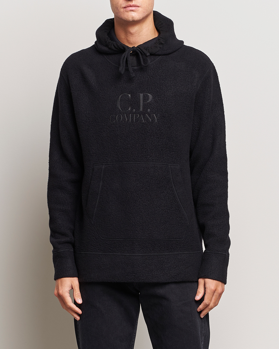Herr |  | C.P. Company | Wool Polar Fleece Logo Hood Black