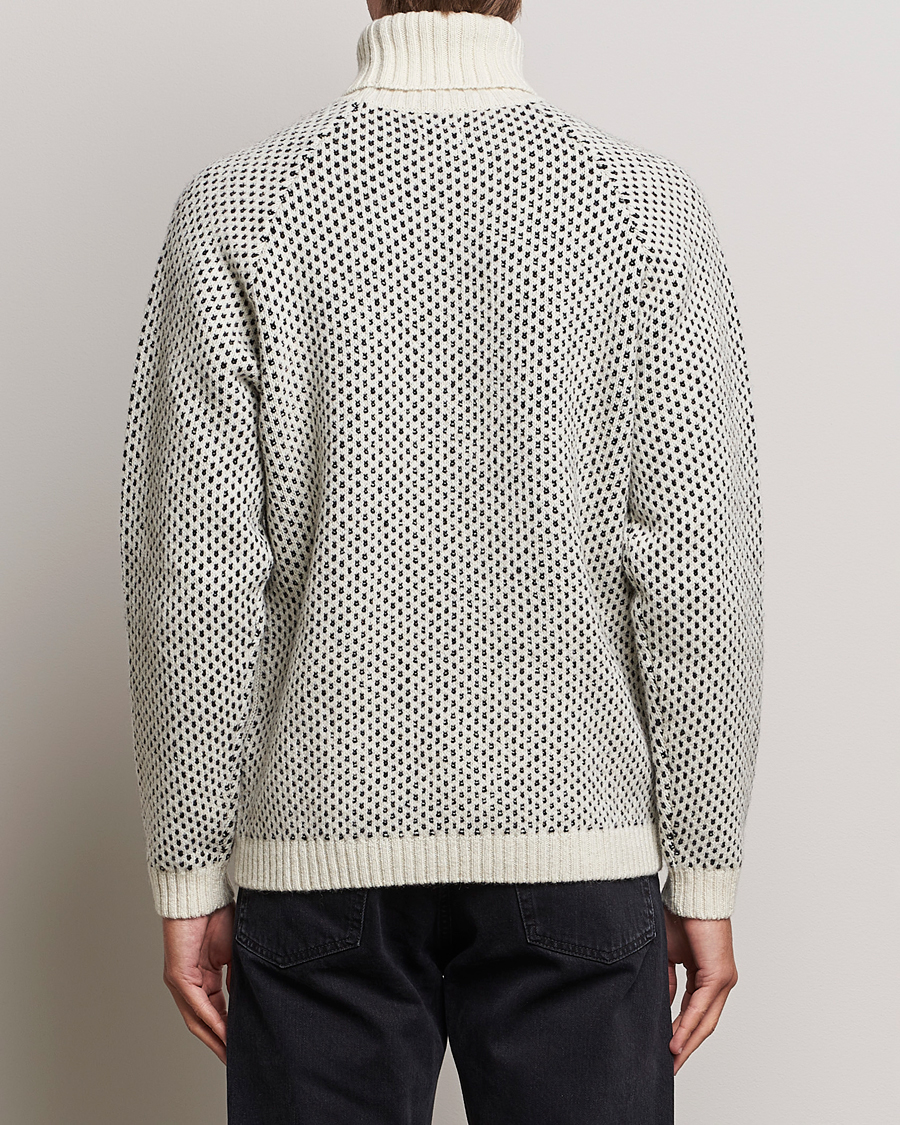 Herr | Tröjor | C.P. Company | Wool Jaquard CP 3 Knitted Rollneck White