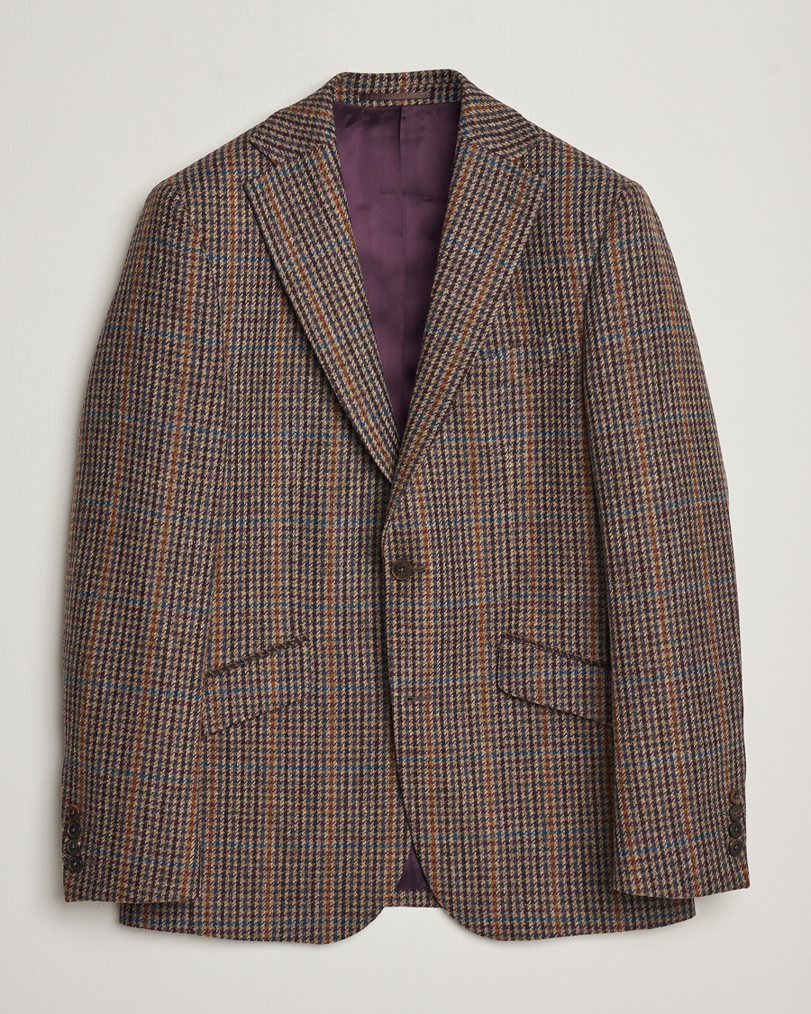 Herr | Kavajer | Walker Slater | Edward Lambswool Houndstooth Blazer Brown/Navy