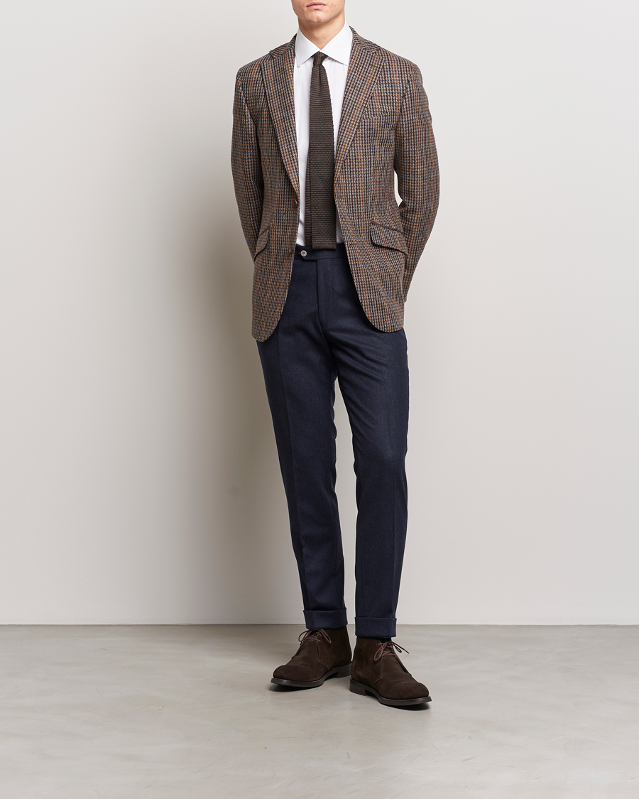 Herr | Kavajer | Walker Slater | Edward Lambswool Houndstooth Blazer Brown/Navy