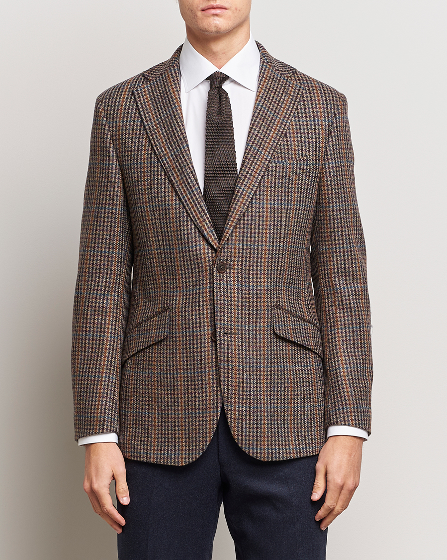 Herr | Kavajer | Walker Slater | Edward Lambswool Houndstooth Blazer Brown/Navy