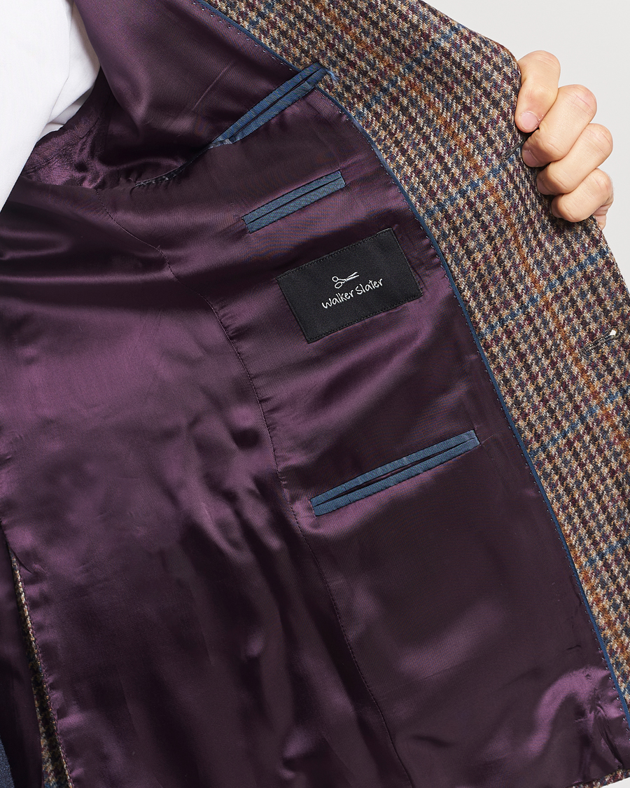 Herr | Kavajer | Walker Slater | Edward Lambswool Houndstooth Blazer Brown/Navy