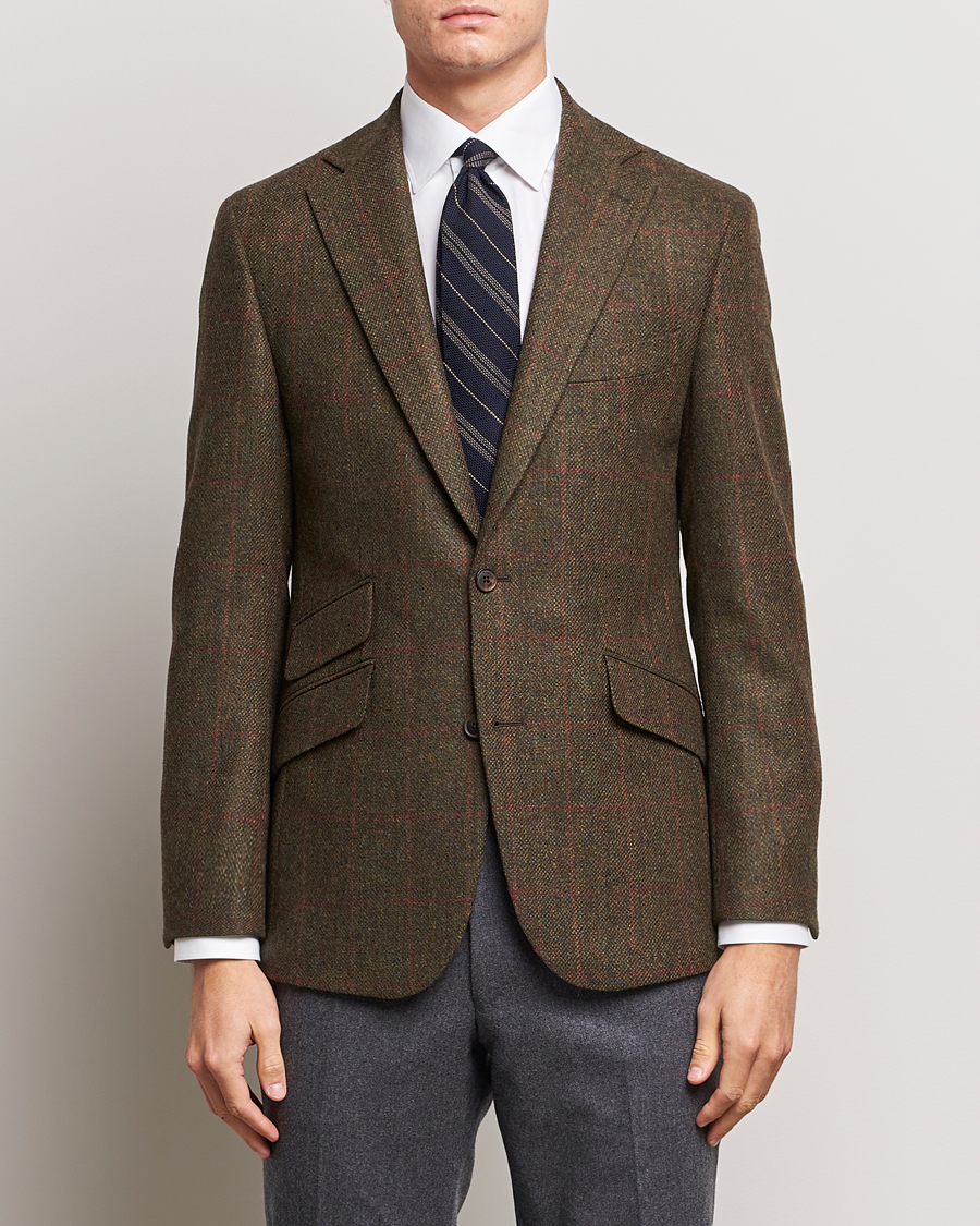 Herr |  | Walker Slater | Edward Lambswool Windowpane Blazer Green