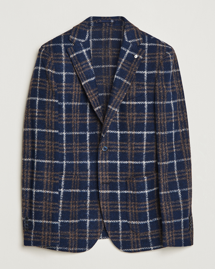 Herr | Kavajer | L.B.M. 1911 | Jack Checked Wool Jersey Blazer Navy