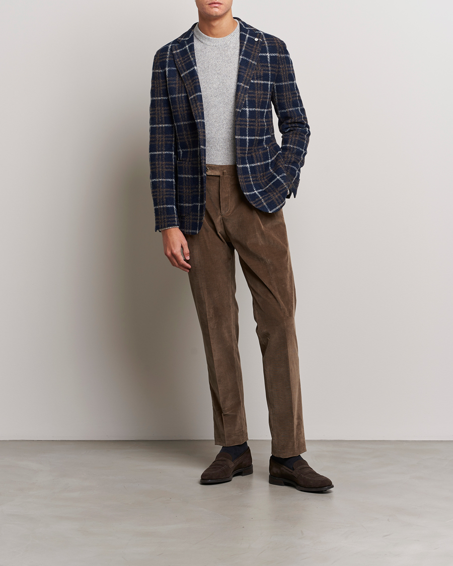 Herr | Kavajer | L.B.M. 1911 | Jack Checked Wool Jersey Blazer Navy