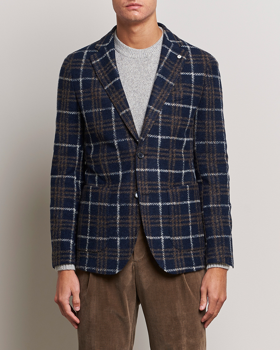 Herr | Kavajer | L.B.M. 1911 | Jack Checked Wool Jersey Blazer Navy