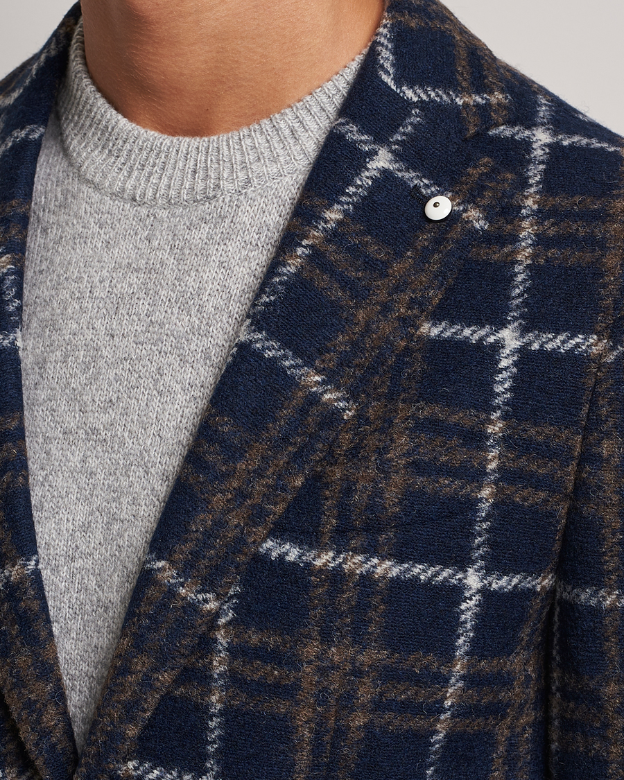 Herr | Kavajer | L.B.M. 1911 | Jack Checked Wool Jersey Blazer Navy