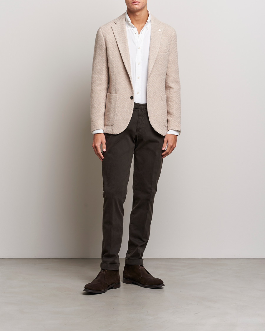 Herr | Kavajer | L.B.M. 1911 | Knitted Punto Wool Structure Blazer Beige