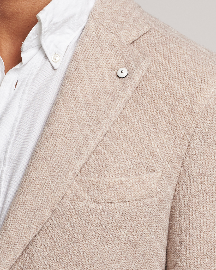 Herr | Kavajer | L.B.M. 1911 | Knitted Punto Wool Structure Blazer Beige