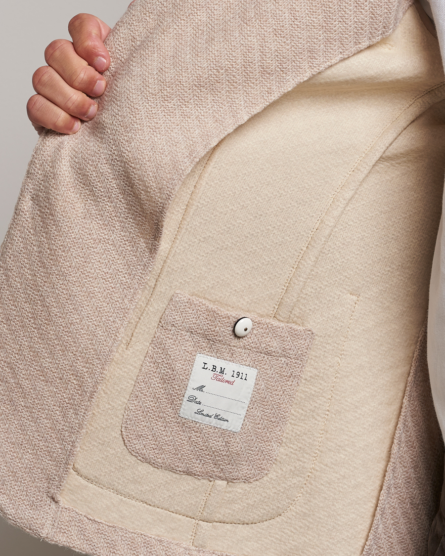 Herr | Kavajer | L.B.M. 1911 | Knitted Punto Wool Structure Blazer Beige