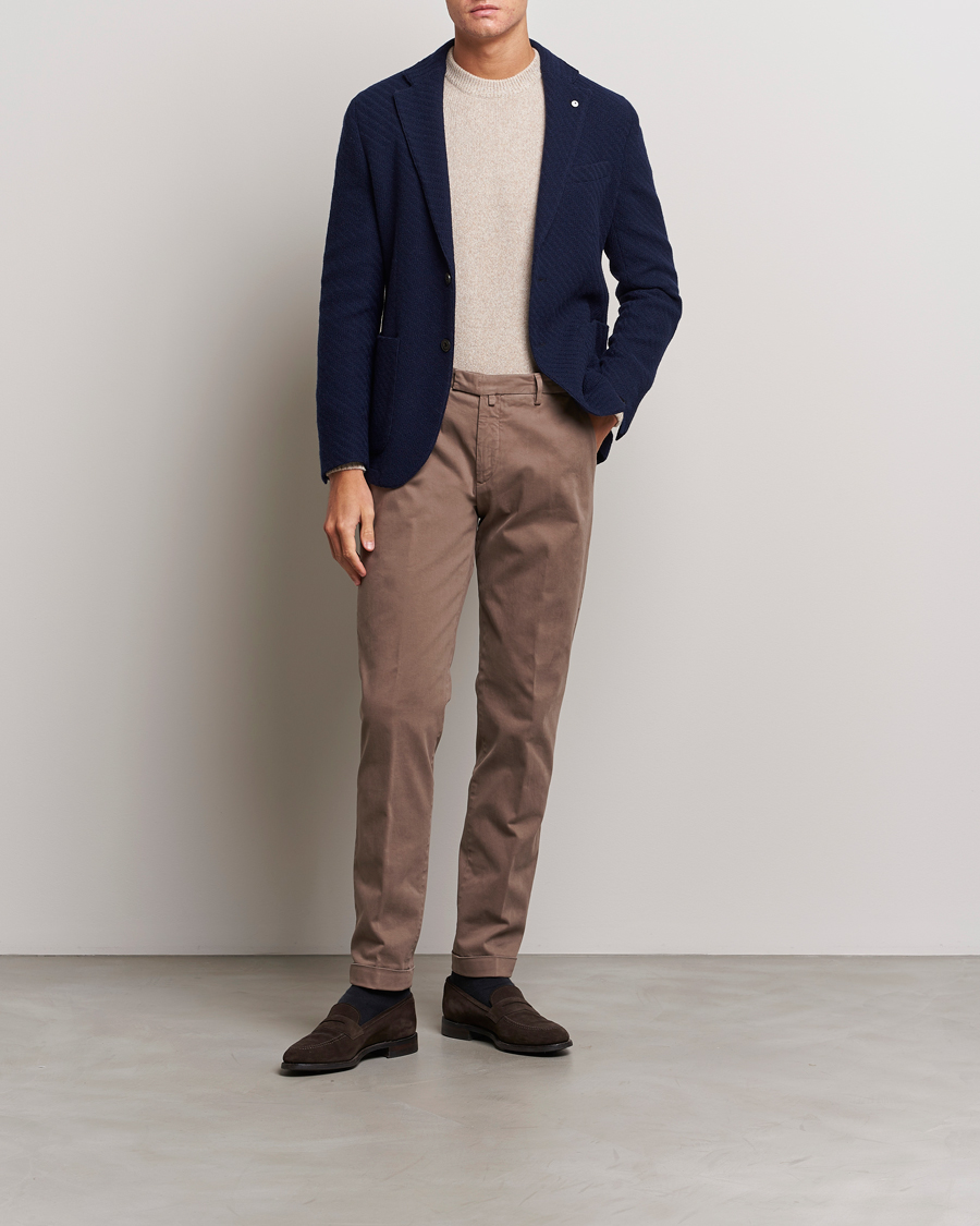 Herr | Kavajer | L.B.M. 1911 | Knitted Punto Wool Structure Blazer Navy
