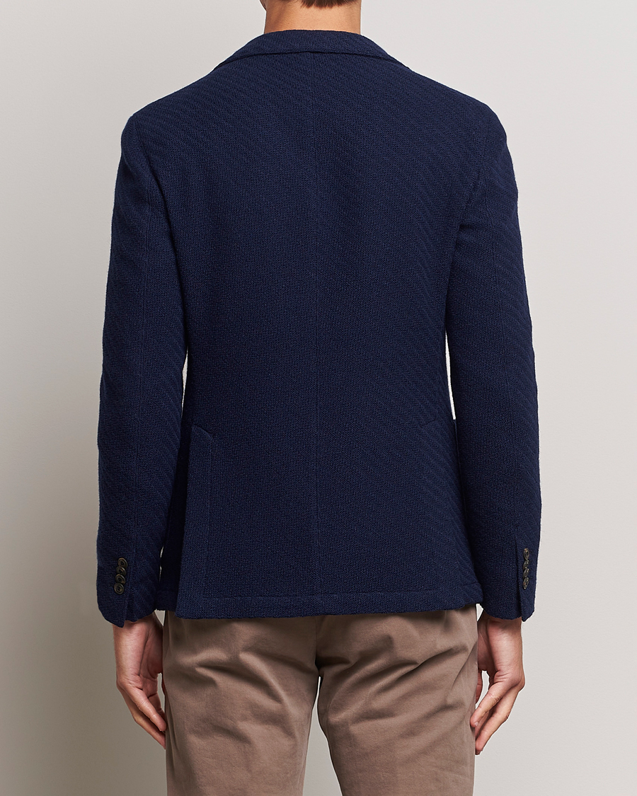 Herr | Kavajer | L.B.M. 1911 | Knitted Punto Wool Structure Blazer Navy