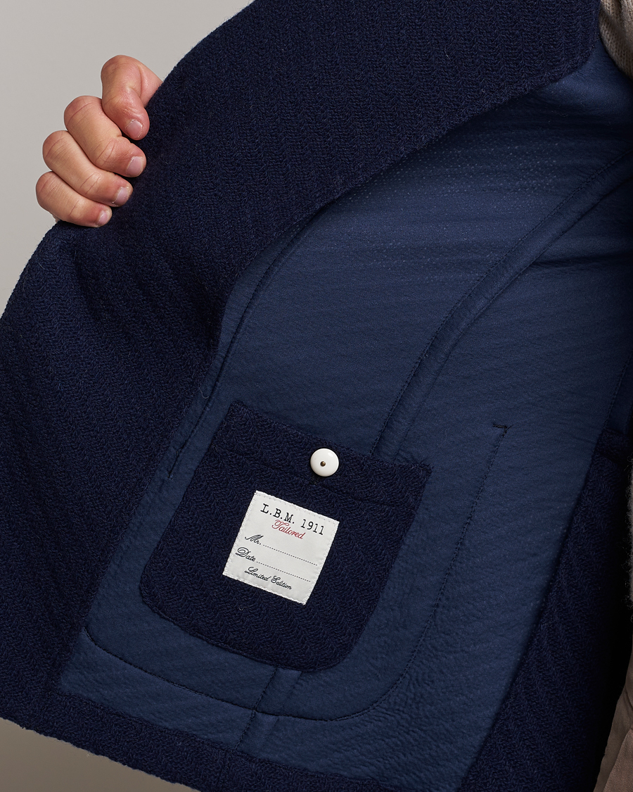 Herr | Kavajer | L.B.M. 1911 | Knitted Punto Wool Structure Blazer Navy