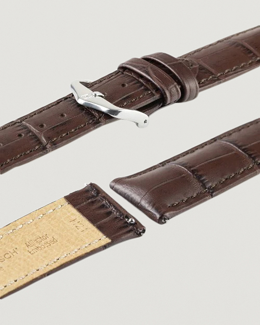Herr | Klockarmband | HIRSCH | Duke Embossed Leather Watch Strap Brown