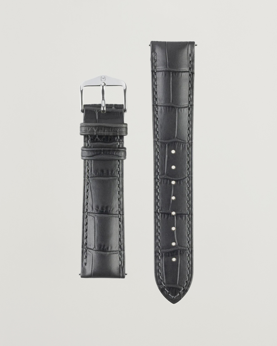 Herr | Klockarmband | HIRSCH | Duke Embossed Leather Watch Strap Grey