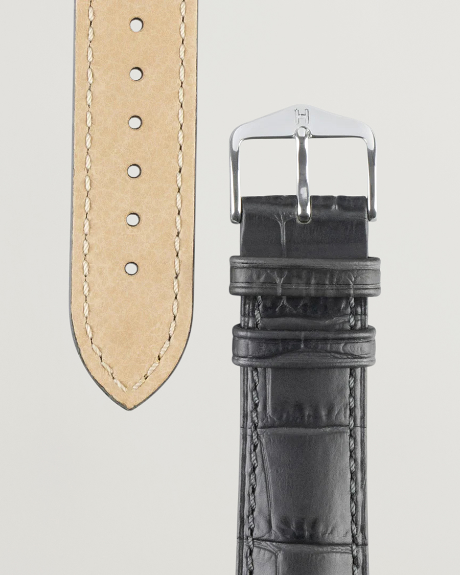 Herr | Klockarmband | HIRSCH | Duke Embossed Leather Watch Strap Grey