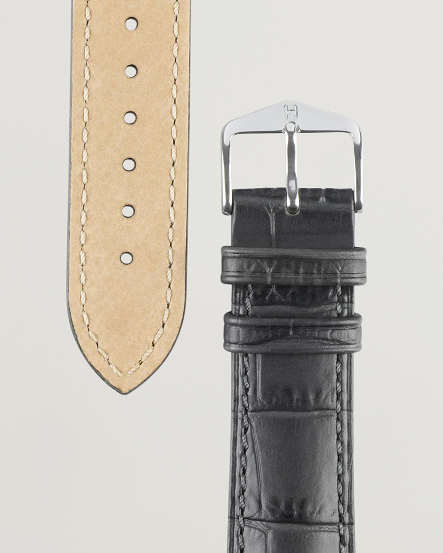 Herre | Klokkeremmer | HIRSCH | Duke Embossed Leather Watch Strap Grey