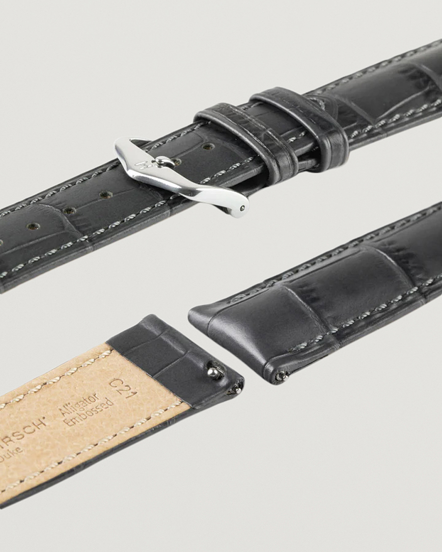 Herr | Klockarmband | HIRSCH | Duke Embossed Leather Watch Strap Grey