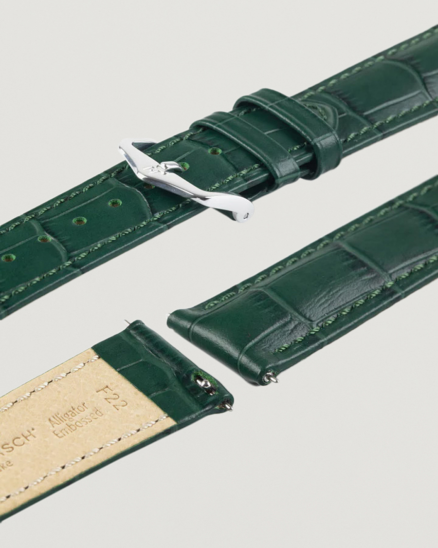 Herr | Klockarmband | HIRSCH | Duke Embossed Leather Watch Strap Green