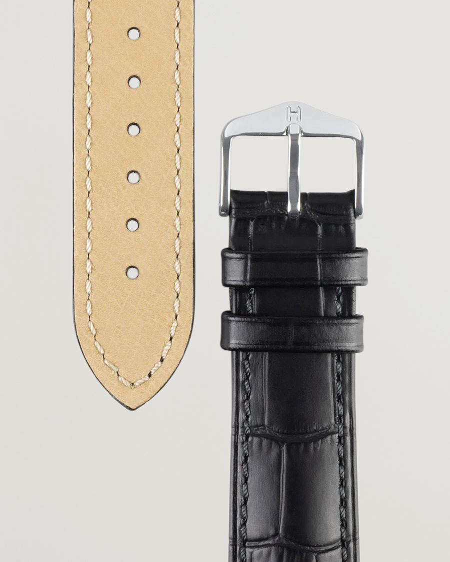 Herr | Klockarmband | HIRSCH | Duke Embossed Leather Watch Strap Black