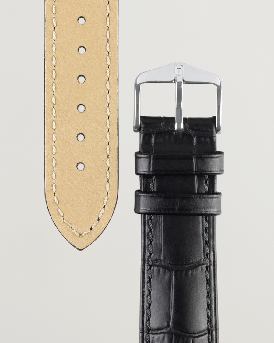 Herre | HIRSCH | HIRSCH | Duke Embossed Leather Watch Strap Black